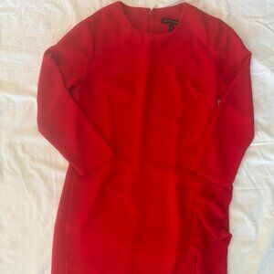 Banana Republic Red dress with ruffle detail on side.